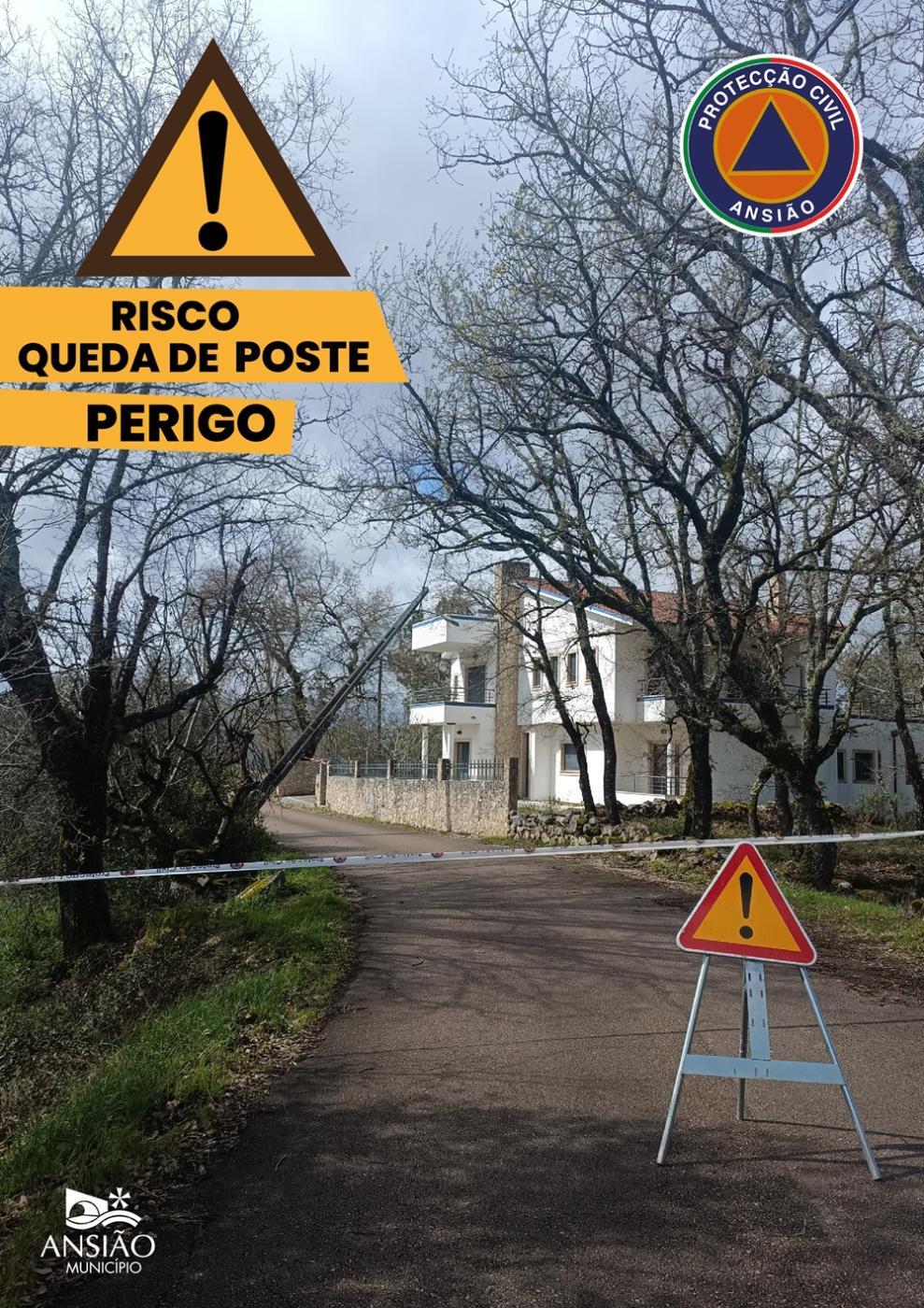 AVISO PERIGO QUEDA DE POSTE