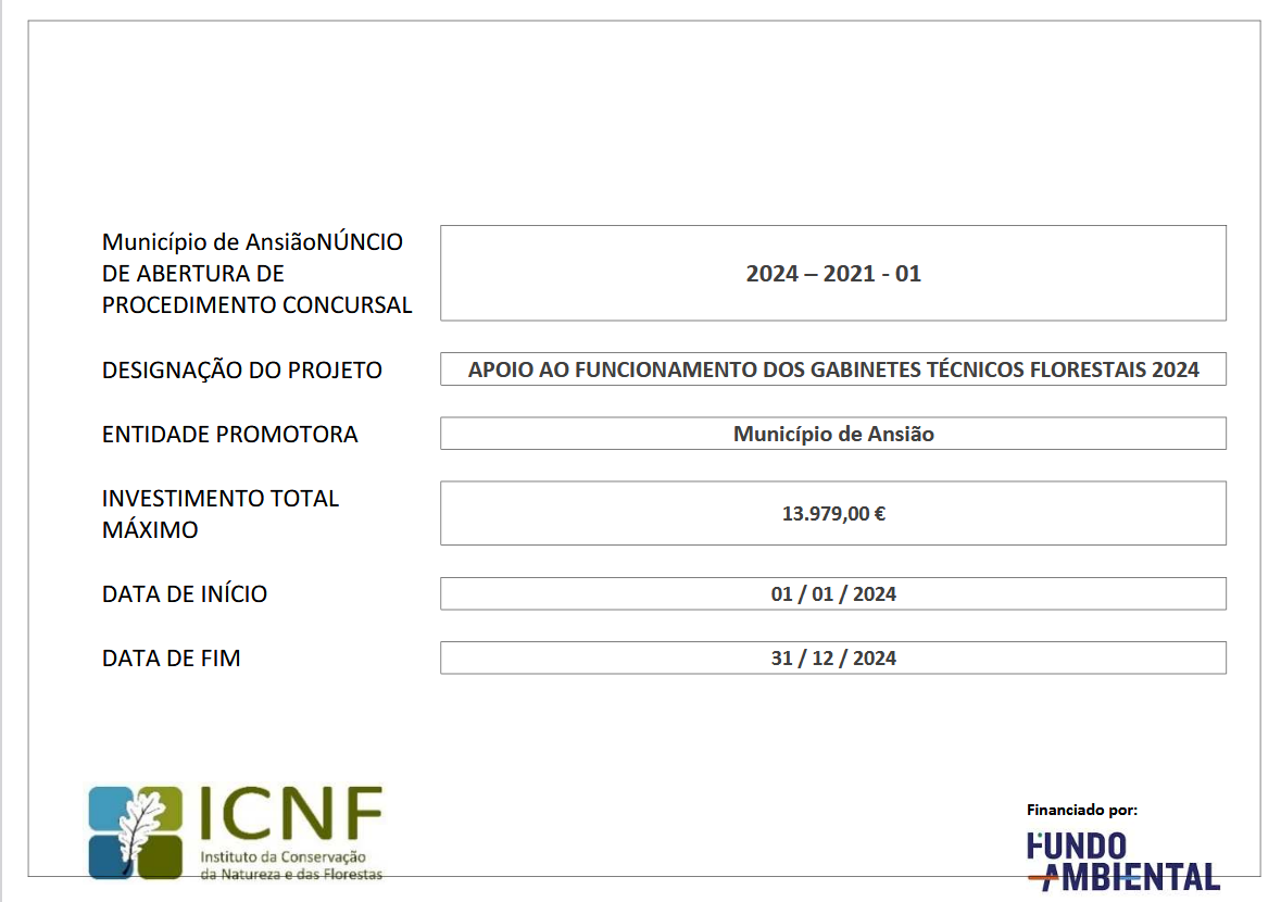 Apoio ao Funcionamento do Gabinete T&eacute;cnico Florestal